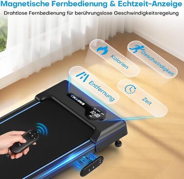 Ходунка CHAOKE з регулюванням нахилу 9%, біговий стіл для дому та офісу, потужний 2.75 PS мотор, до 150 кг, 12 HIIT-програм та пульт керування (чорний)