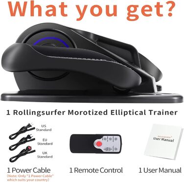 Еліптичний тренажер Rollingsurfer під стіл, регульований, з пультом ДУ, для реабілітації ніг, підходить для підлітків, дорослих і людей похилого віку, чорний