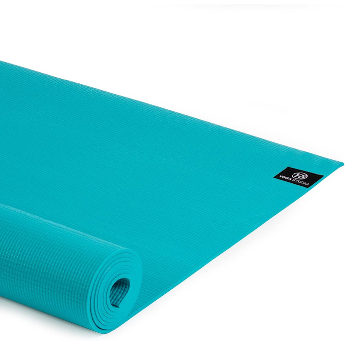 Йога-мат Yoga Studio, антиковзкий, екологічний, для фітнесу, пілатесу та йоги, 183x61 см, 6 мм, бірюзовий