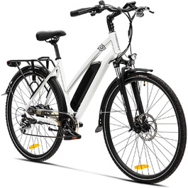 Електровелосипед VecoCraft Athena 28'' для міста, 250Вт, 36В, 10/13А·год, Shimano 8-швидкостей, для жінок і чоловіків, білий, StVZO