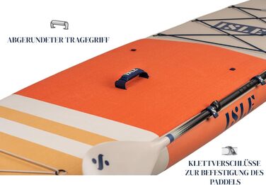 Надувна SUP-дошка ISLE Pioneer з комплектом: рюкзак, насос, весло, страховочний шнур, 3-плавникова система, для початківців, дизайн Каліфорнія
