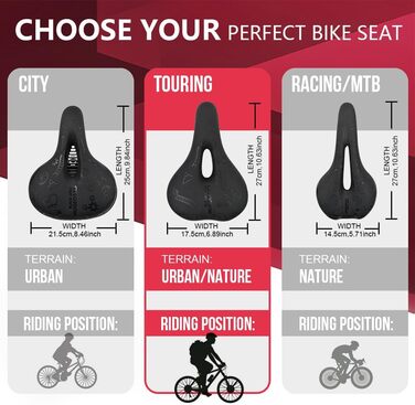 Велосипедне сідло HUGEOAKS для чоловіків та жінок: комфортне, для MTB, шосе, фітнесу, BMX, трекінгу