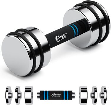 Сталеві гантелі Northdeer - компактні регульовані гантелі 2.5кг, 5кг, 7.5кг, 10кг, 15кг, 25кг з пінополіуретановим грифом - для дому, 2 шт x 2.5кг