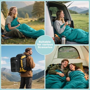 Спальний мішок Baumwoll-Flanell для дорослих, 100% бавовна, для кемпінгу, трекінгу, подорожей з рюкзаком, 3-4 сезони, легкий, See blau/schwarz