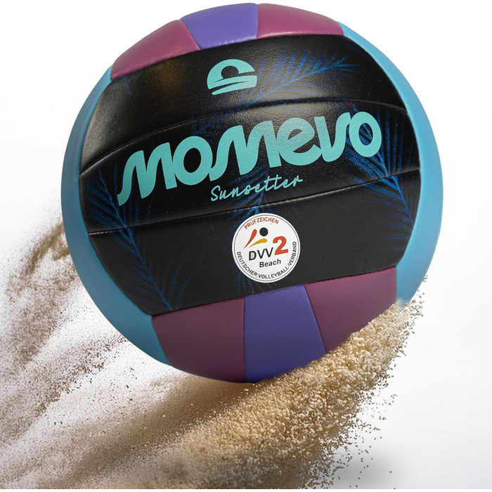 М'яч для волейболу Momevo Beachvolleyball, розмір 5, сертифікований DVV, м'яка поверхня, для пляжного волейболу, спорту на піску, ідеальний подарунок (фіолетовий)