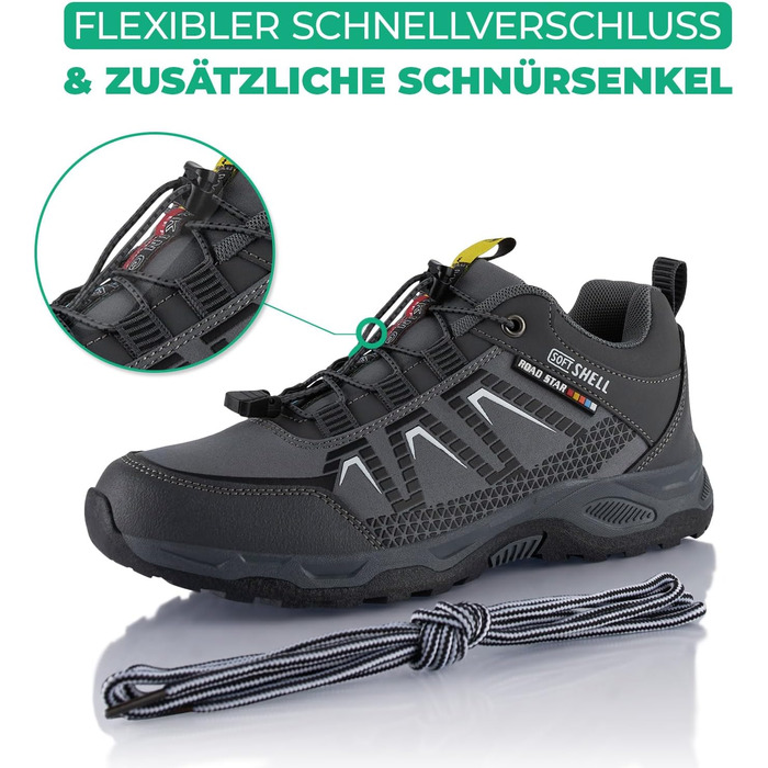 Черевики для трекінгу та трейлраннінгу Softshell для жінок та чоловіків, сірі (44 EU)