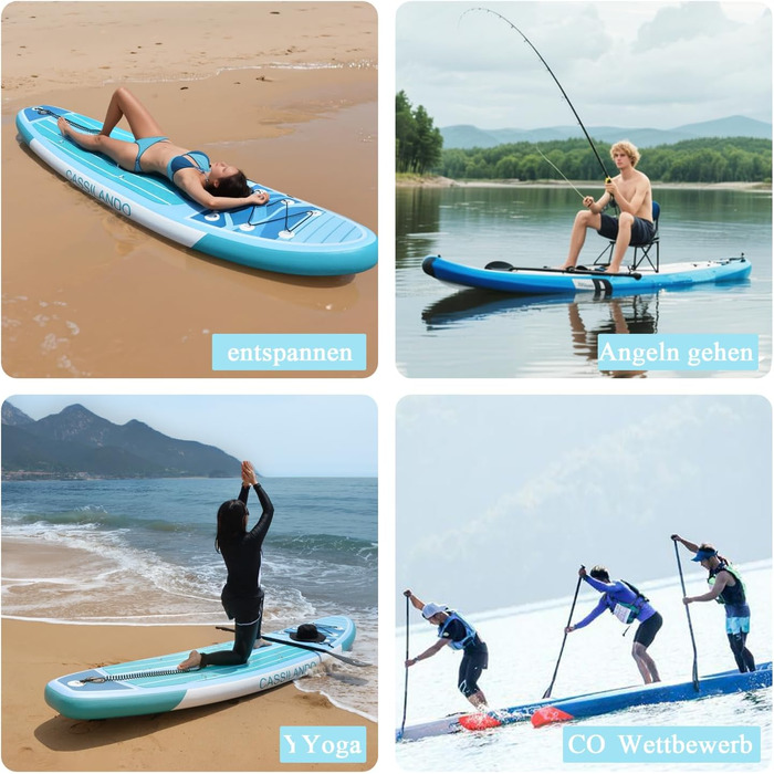 Надувний SUP дошка CASSILANDO Stand Up Paddle Board 335см з аксесуарами та сумкою для перенесення. Підходить для йоги, риболовлі, серфінгу, для дорослих та підлітків.