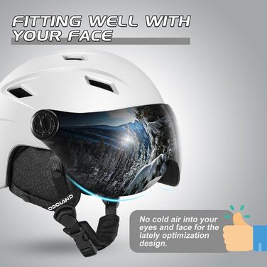 Шолом для сноуборду та лиж Odoland, легкий гоночний шолом з візором, для чоловіків та жінок, розмір S (52-55 см), колір хакі