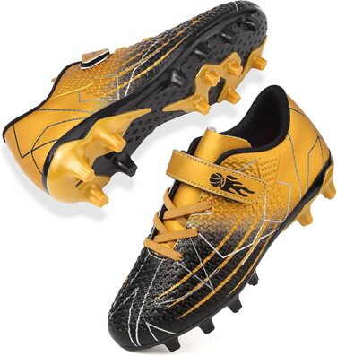 Дитячі футбольні бутси з шипами, професійні, чорно-золоті (35 EU)