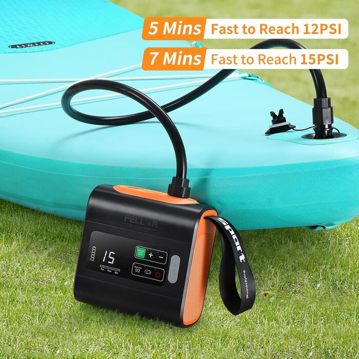 Електрична SUP-насос PELLOR 22 PSI з акумулятором: для надувних SUP-дошок, каяків, човнів та наметів