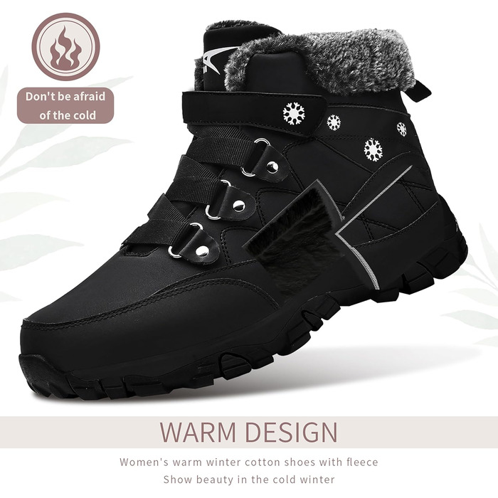 Черевики зимові жіночі ASHION, теплий підклад, водонепроникні, для хайкінгу та трекінгу, чорно-білі (41 EU, A сірий чорний)
