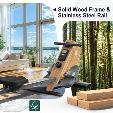 Гребний тренажер для дому OR3 з магнітним опором, Bluetooth монітором, 16 рівнів навантаження, вертикальним зберіганням та 2 роками гарантії