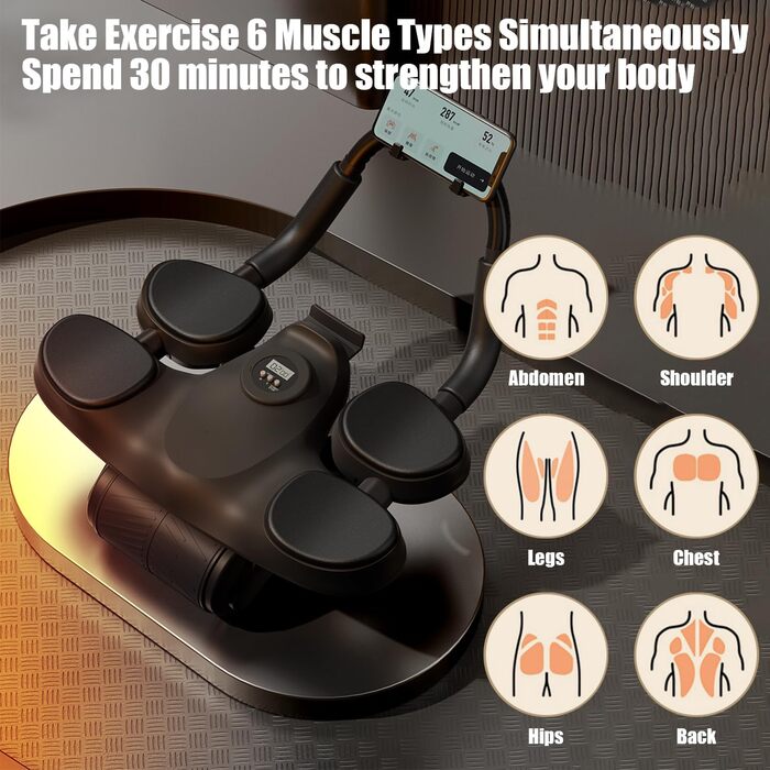 Автоматичний ролер для пресу, 1,5 м з наколінником та таймером, регульована підставка для ліктів