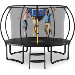 Батут MERACH Outdoor з сіткою безпеки та баскетбольним кільцем, діаметр 305/366/427/488 см, Макс. навантаження 150 кг, для саду та вулиці