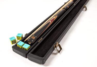 Більярдний кий BCE Heritage Sapele Snooker, магоні, ¾ розміру, 145 см - наконечник 9,5 мм, з подовжувачем 15 см та жорстким кейсом + аксесуари: наконечники ROS Elch, кубик крейди та крейда Riley