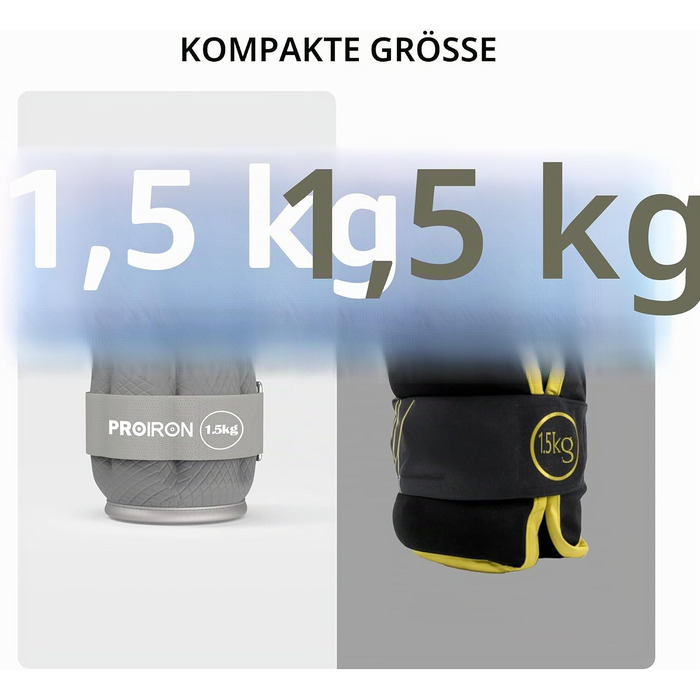 Набір обважнювачів для рук та ніг PROIRON (пара), 1.5 кг, сірі — ваги для фітнесу, бігу, джогінгу та гімнастики