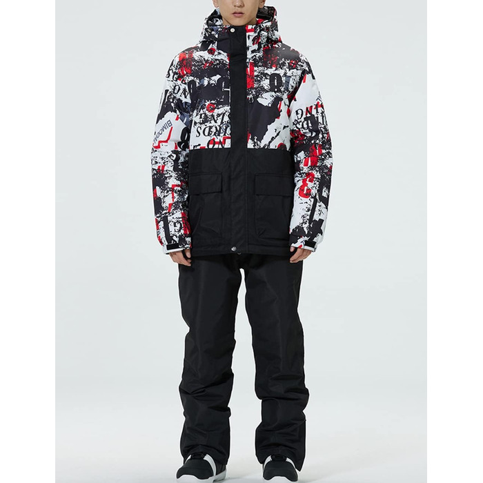 WOWULOVELY Зимовий комбінезон для чоловіків. Водонепроникний, вітронепроникний комплект куртки та штанів. Утеплений сноуборд/лижний костюм. Колір: зелений (229), розмір L, чорний (#E)