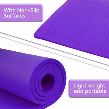 Гімнастичний килимок BalanceFrom GoYoga, 12 мм, висока щільність, з ременем для перенесення, фіолетовий, зносостійкий
