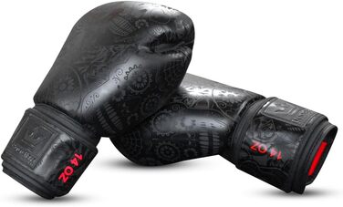 Боксерські рукавички BUDDHA FIGHT WEAR Fantasy Luzbel 16 унцій, пурпурні, для Муай Тай та кікбоксингу, преміум штучна шкіра, антимікробна підкладка, посилені шви, різні дизайни