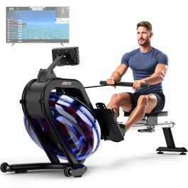 Гребний тренажер JOROTO для дому з водяним опором, резервуар під кутом 45°, Bluetooth та підтримкою додатку, максимальна вага 160 кг