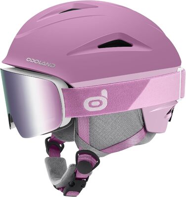 Шолом для лиж та сноуборду Odoland з маскою, захист UV 400, вітрозахист, розмір S (54-56 см), фіолетовий