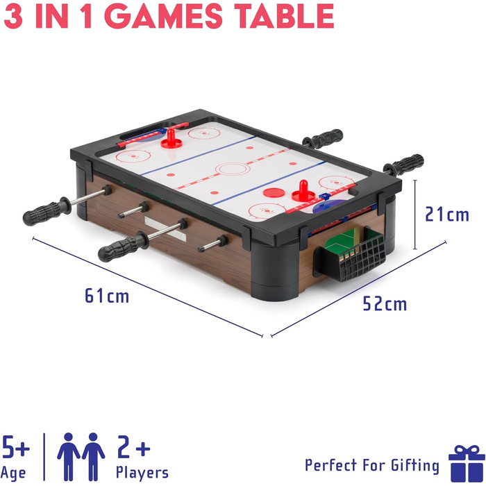 PowerPlay Набір ігор для столу 3 в 1: міні-футбол, хокей, настільний теніс