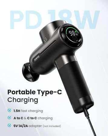 Масажний пістолет RENPHO Active з Bluetooth, глибокотканинний масажер для м'язів спини, USB-C зарядка, подарунок для сім'ї