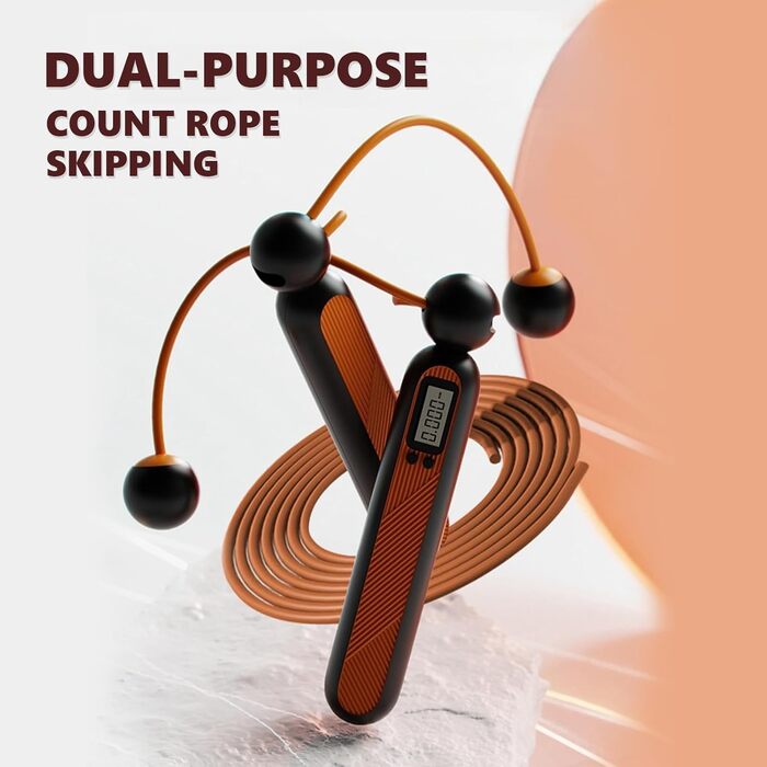 Стрибкове канат Flintronic з лічильником, регульований, з підшипниками та неслизькими ручками, інтелектуальний, з вагами для тренувань, фітнесу, боксу (#4 Orange)