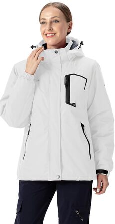 Жіноча зимова куртка YSENTO, водонепроникна, софтшел, флісова, функціональна з капюшоном, білий (XL)