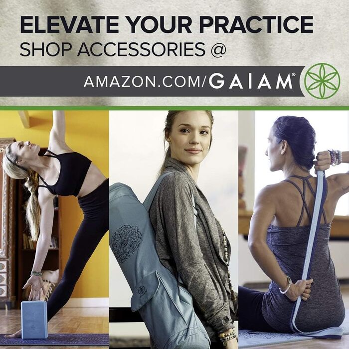 Килимок для йоги Gaiam Premium 5 мм - антиковзаюча тренувальна фітнес-мат для йоги, пілатесу та тренувань на підлозі (172,7 x 61 x 5 мм) - Колір: Indigo