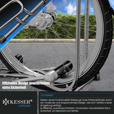 Підставка для велосипеда KESSER® для MTB, E-Bike, Citybike, шосе, з повітряним насосом. Підходить для шини до 65мм. (Антрацит, 2 шт.)