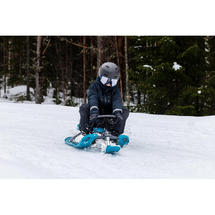Санки STIGA Snowracer Curve з кермом, гальмом і тросом, сталевий каркас, для дітей та дорослих до 90 кг, зимові санчата від 7 років