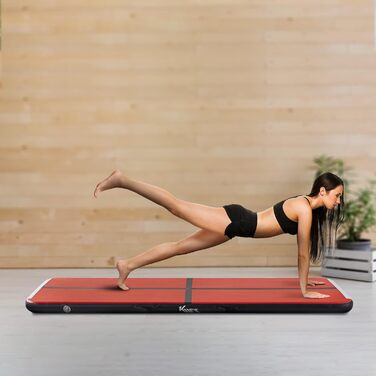 Надувний мат для гімнастики KM Fit Airtrack 10 см, 3/4/5 м, з електричною помпою, сумкою та ремкомплектом, UV-захист, для тренувань і фітнесу