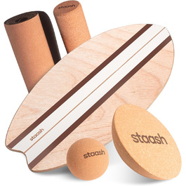 STAASH® PRO Балансборд з берези – Преміум 5-в-1 набір для балансу, фітнесу та реабілітації. Ролик + півсфера + килимок. Макс. вага 150 кг, колір: лісовий зелений