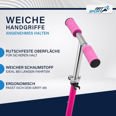 Самокат ArtSport Cityroller Big Wheel 205мм, рожевий - дитячий самокат від 3 років, до 100 кг, складаний, з регульованою висотою