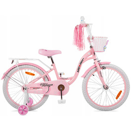 Дитячий велосипед для дівчинки Mexller, 20 дюймів, рожевий, з додатковими страховочними колесами