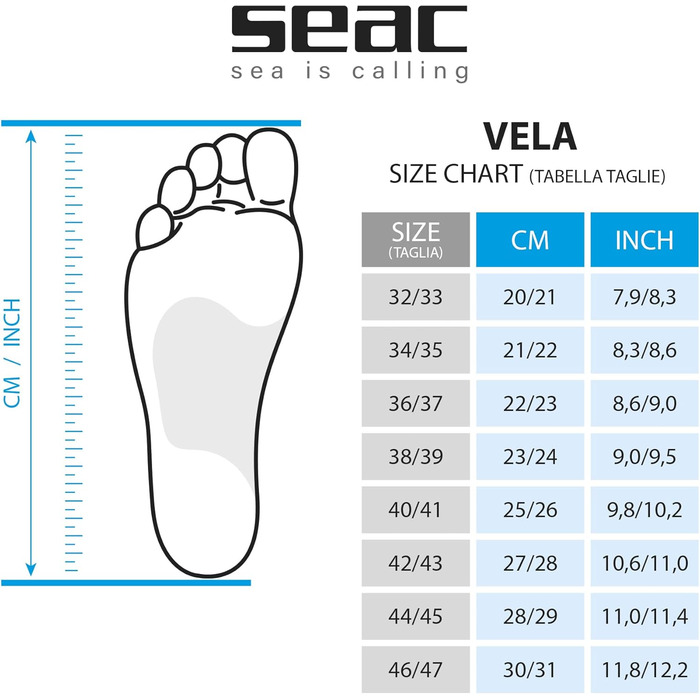 Ласти для плавання Seac Unisex Vela (32/33, блакитний)