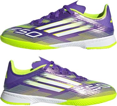 Дитячі футбольні бутси adidas F50 League Indoor для залу, розмір 38 EU, фіолетовий, білий, лимонний