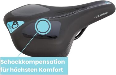 Велосипедне сідло CREON Crosser Komfort Plus, чорне, ПВХ шкіра, з пам’яттю форми