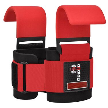 Набори для фітнесу: підтримка силових тренувань (пара), 8 мм м'які захисні накладки на зап'ястя, гаки для підйому штанги з гумовим покриттям, для пауерліфтингу, важкої атлетики, підтягувань та бодібілдингу, червоний