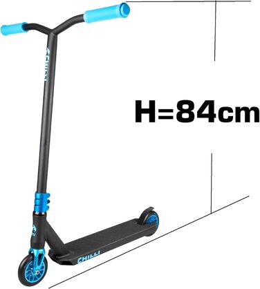 Трюковий самокат Chilli Pro Reaper 110 мм Wave чорний-синій з наклейкою F26 і гриптейпом