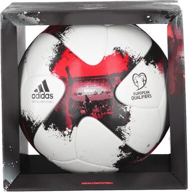 Футбольний м'яч adidas European Qualifier OMB, розмір 5, білий/червоний/чорний