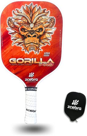 Піклбол ракетка ZCEBRA Gorilla Pro Orange, графіт-карбон, 16 мм, поліпропілен, текстурована, з чохлом