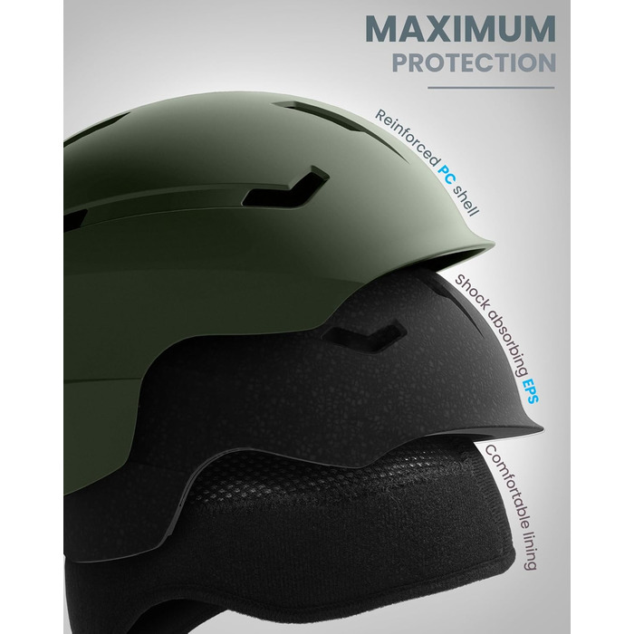 Шолом для лиж та сноуборду OutdoorMaster з маскою для дорослих - 12 вентиляційних отворів, L(58-61 см)