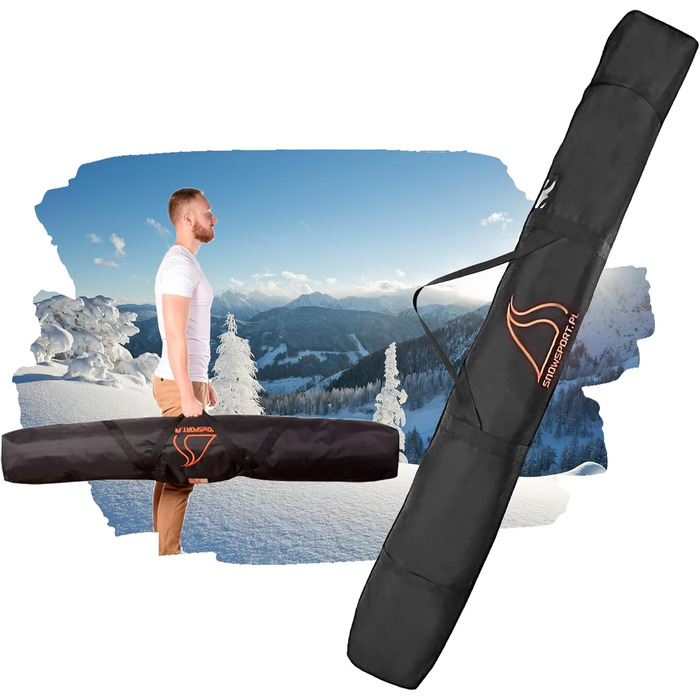 Чохол для двох пар лиж SnowSport Prestige, товста підкладка, для лиж і палиць, підходить для подорожей літаком, автобусом, авто