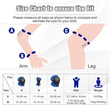 Набір захисту для катання на роликах та скейтборді Choneret 6er: наколінники, налокітники, рукавички. Розміри M, M, L. Колір: зелений, синій
