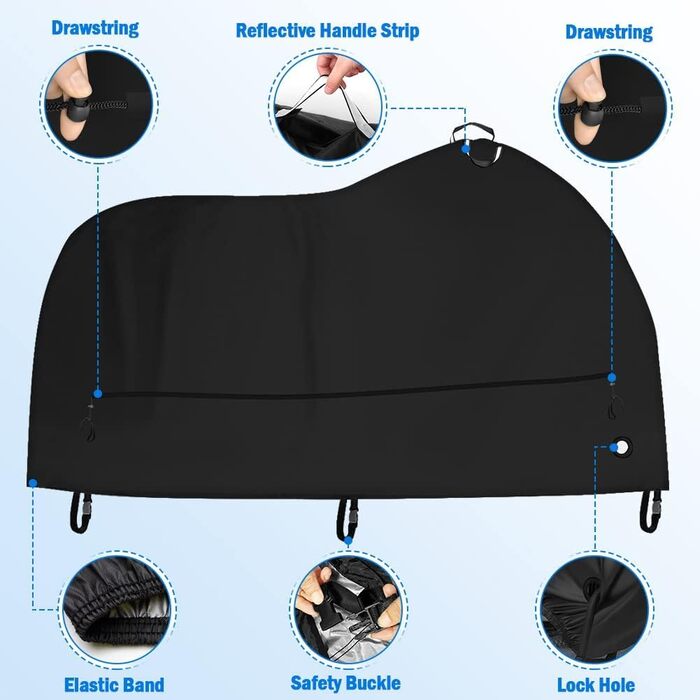 Водонепроникний чохол для велосипеда 200x110x90 см з оксфордської тканини 210D, міцний, з високим захистом від УФ-променів