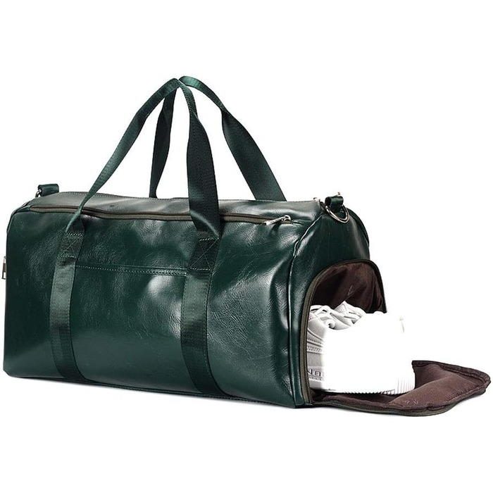 Спортивна сумка з відділенням для взуття та мокрих речей, дорожня сумка з PU шкіри, велика, водонепроникна, для фітнесу, подорожей, спортзалу, чоловіча/жіноча (Зелена)