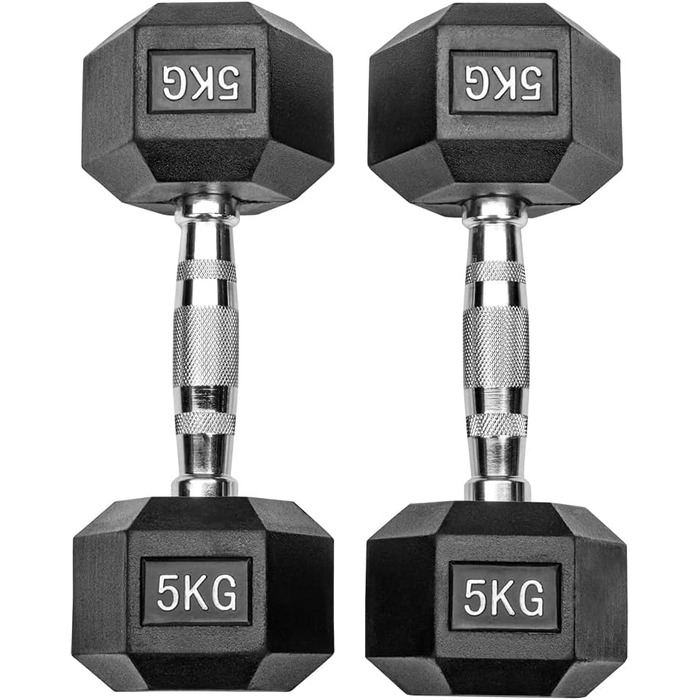 Гантелі Hexagon Studio 10 кг (2×5 кг), прогумовані, чорні