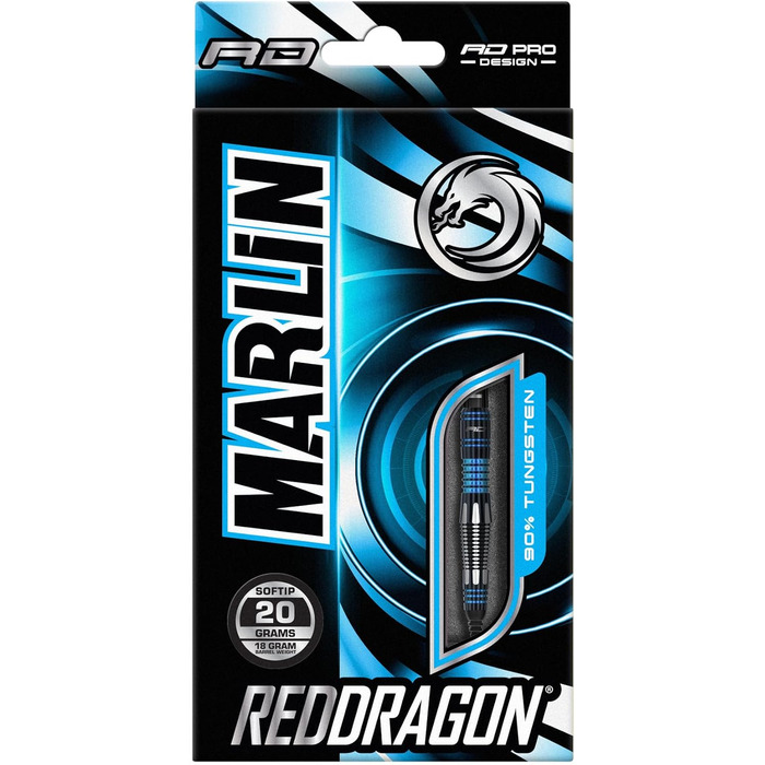 Професійні дартси Red Dragon Marlin Softip 20 г з вольфраму з оперенням та стрижнями